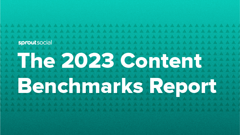 A teal background with a title card that says: The 2023 Content Benchmarks Report